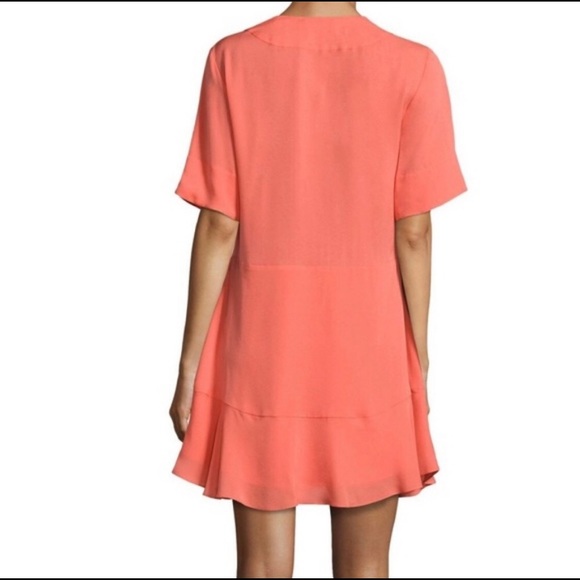 A.L.C. Delaney Silk Ruffle Dress Pockets Coral NWT - Picture 4 of 8